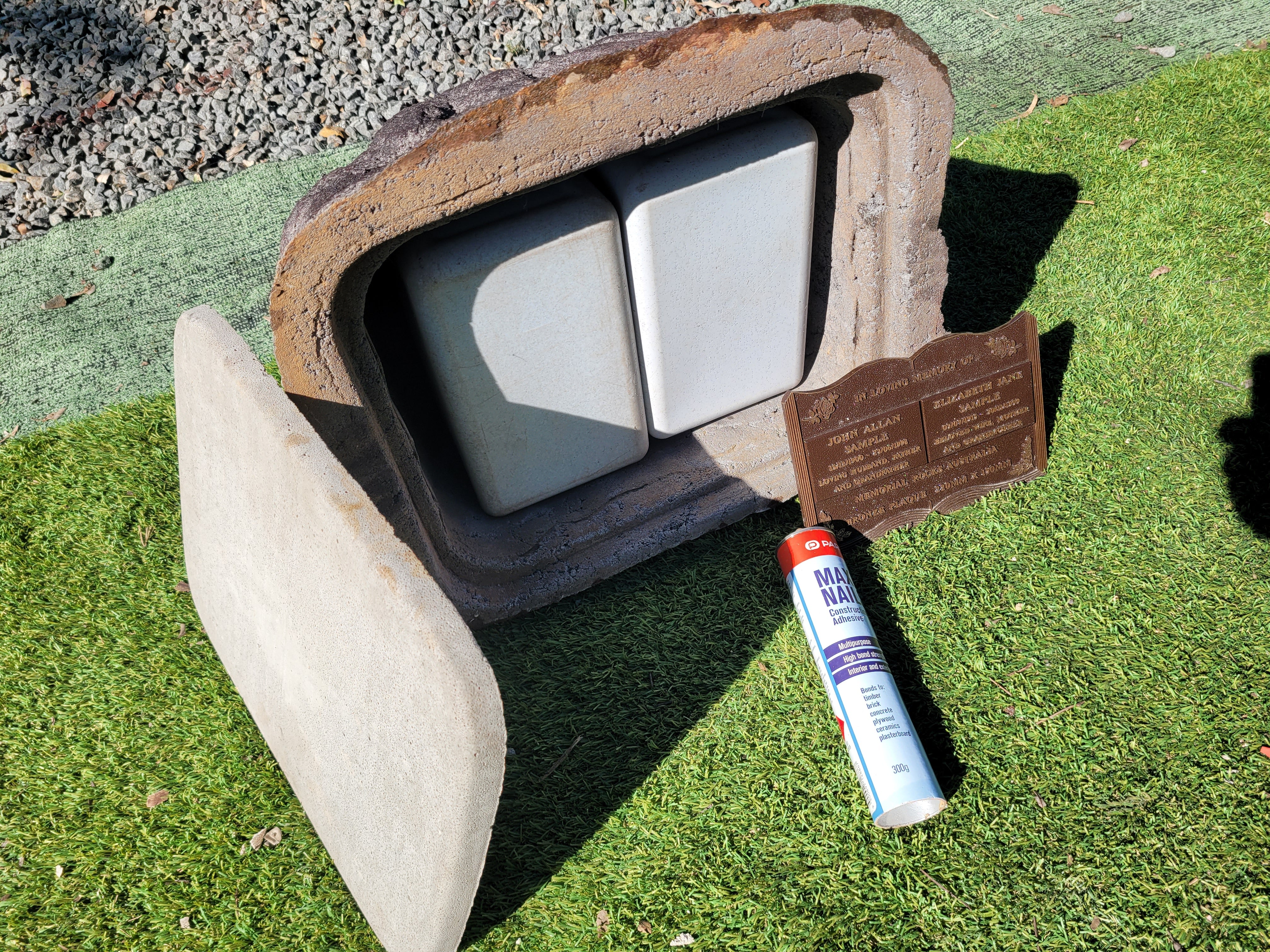 Memorial Rock Urn 1874 Large Double Charcoal/ Black